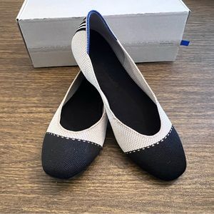 Rothy’s The Square ballet flat Tuxedo beige black captoe, size 8.5